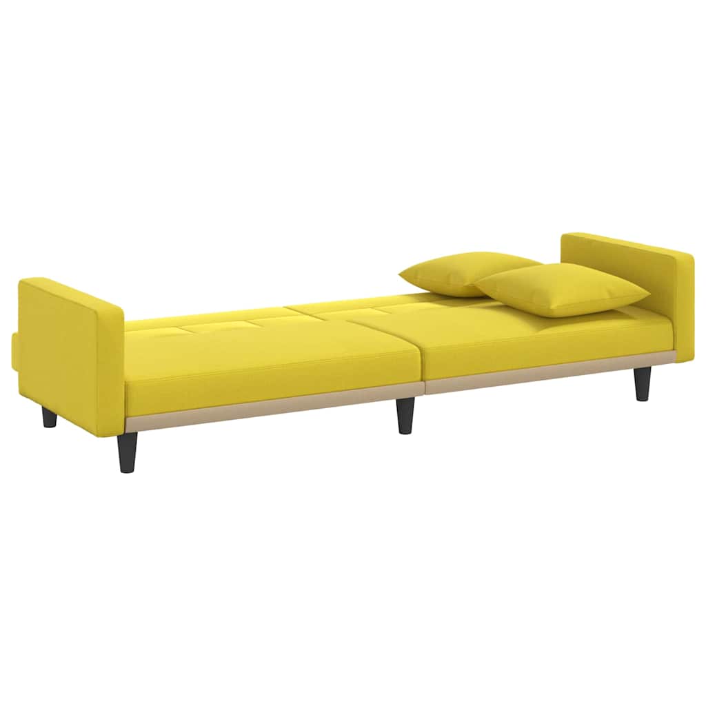 Divano Letto con Cuscini Giallo Chiaro in Tessuto | homemem39