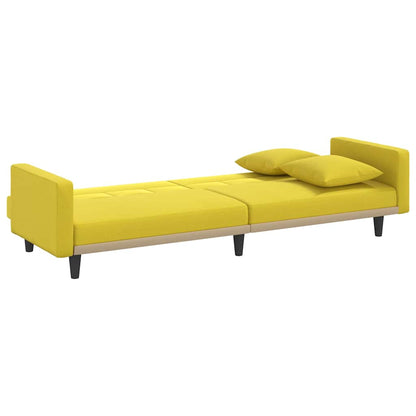 Divano Letto con Cuscini Giallo Chiaro in Tessuto | homemem39