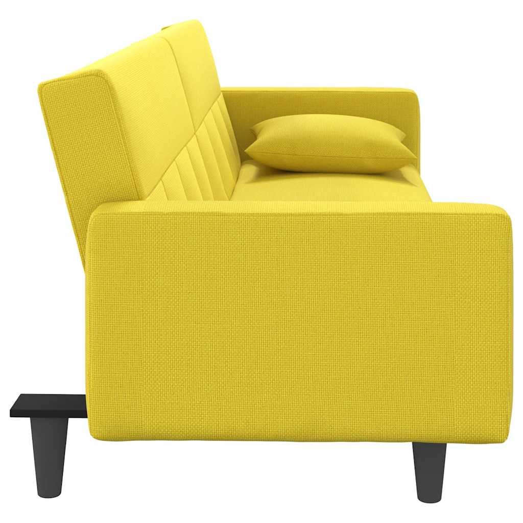 Divano Letto con Cuscini Giallo Chiaro in Tessuto | homemem39