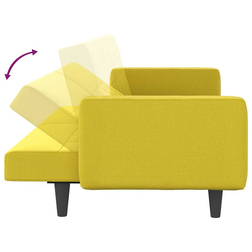 Divano Letto con Cuscini Giallo Chiaro in Tessuto | homemem39