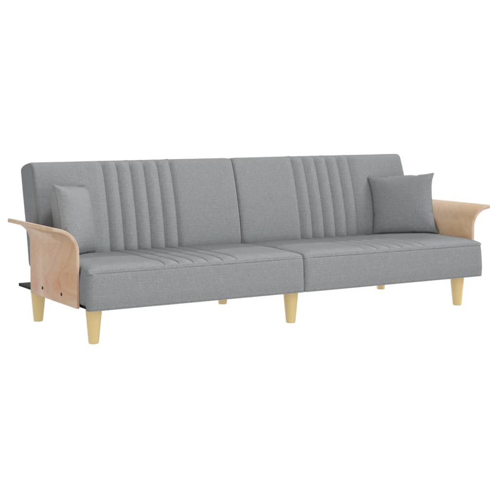 Divano Letto con Braccioli Grigio Chiaro in Tessuto | homemem39