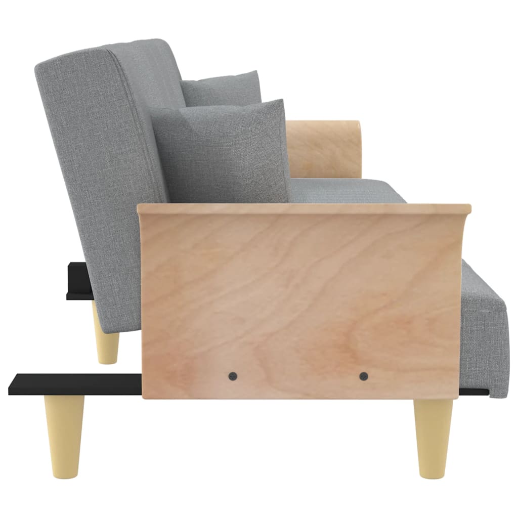 Divano Letto con Braccioli Grigio Chiaro in Tessuto | homemem39
