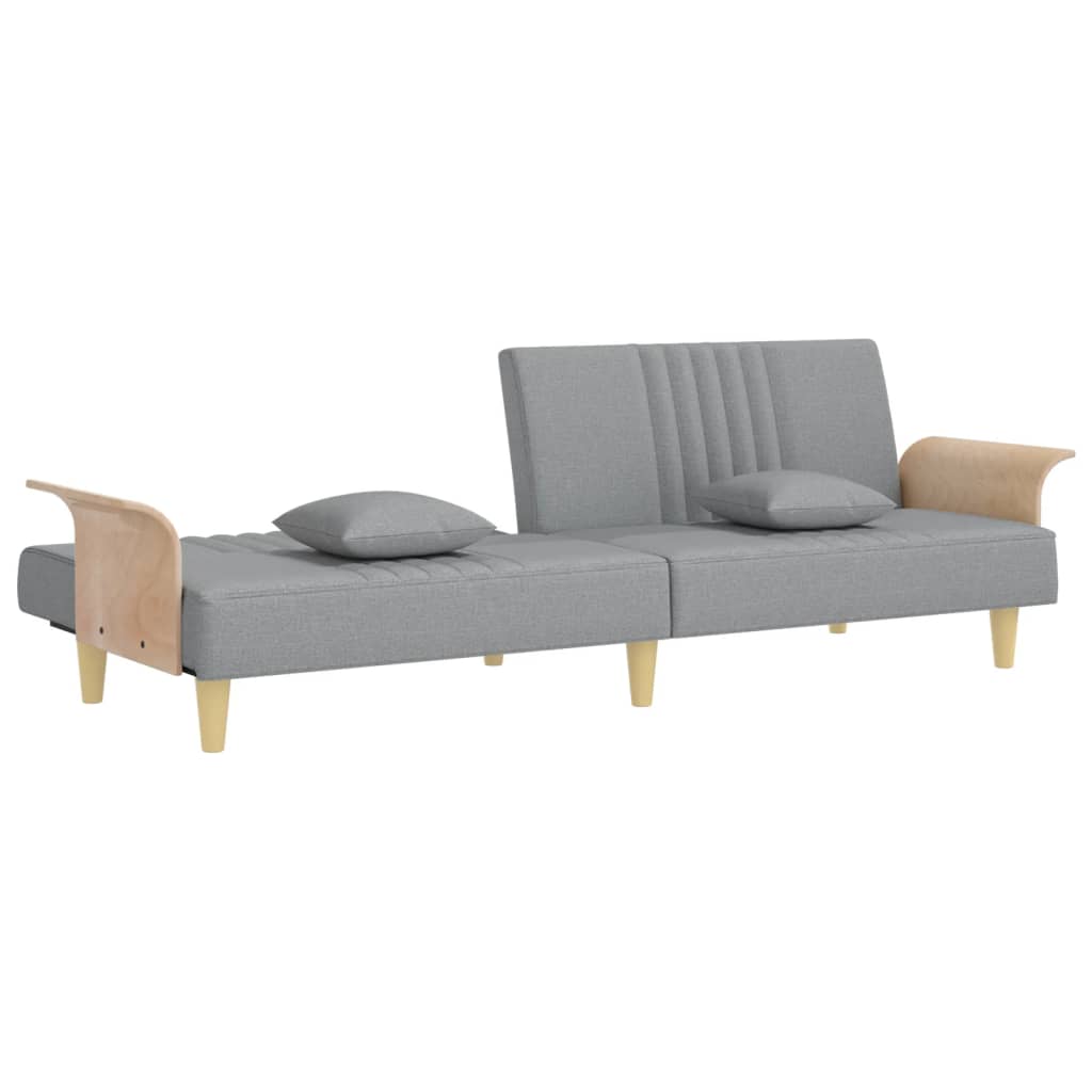 Divano Letto con Braccioli Grigio Chiaro in Tessuto | homemem39