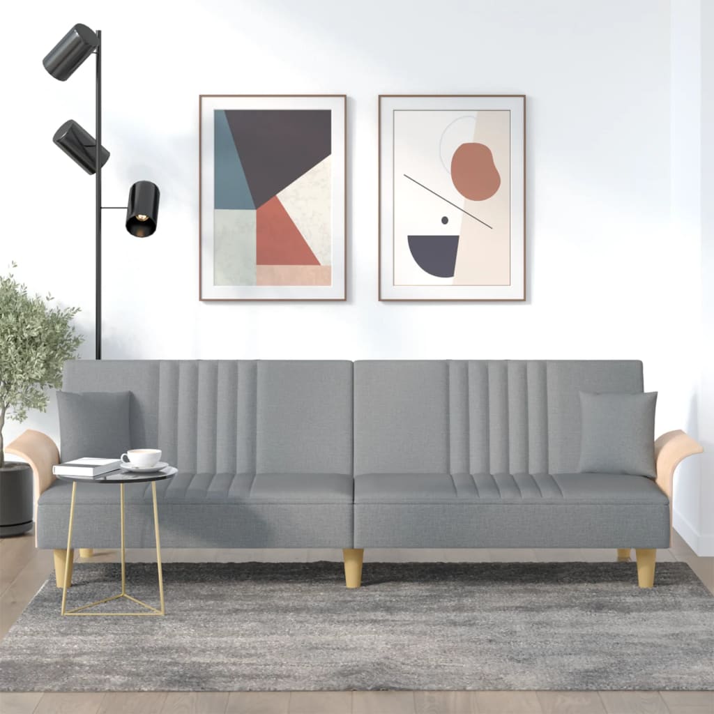 Divano Letto con Braccioli Grigio Chiaro in Tessuto | homemem39