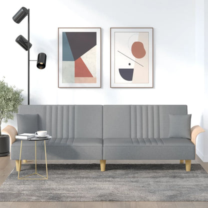 Divano Letto con Braccioli Grigio Chiaro in Tessuto | homemem39