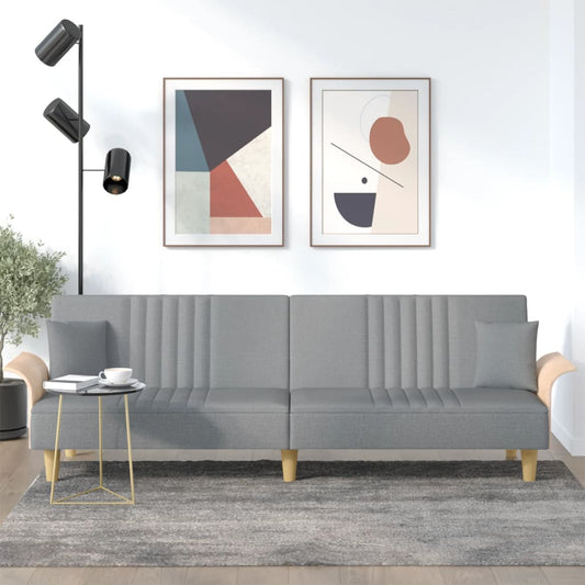 Divano Letto con Braccioli Grigio Chiaro in Tessuto | homemem39