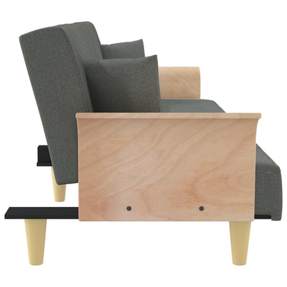 Divano Letto con Braccioli Grigio Scuro in Tessuto - homemem39