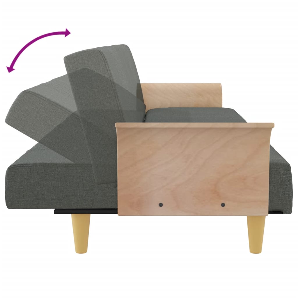 Divano Letto con Braccioli Grigio Scuro in Tessuto - homemem39