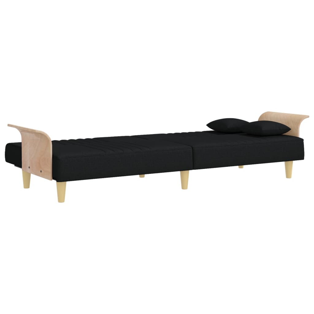 Divano Letto con Braccioli Nero in Tessuto | homemem39