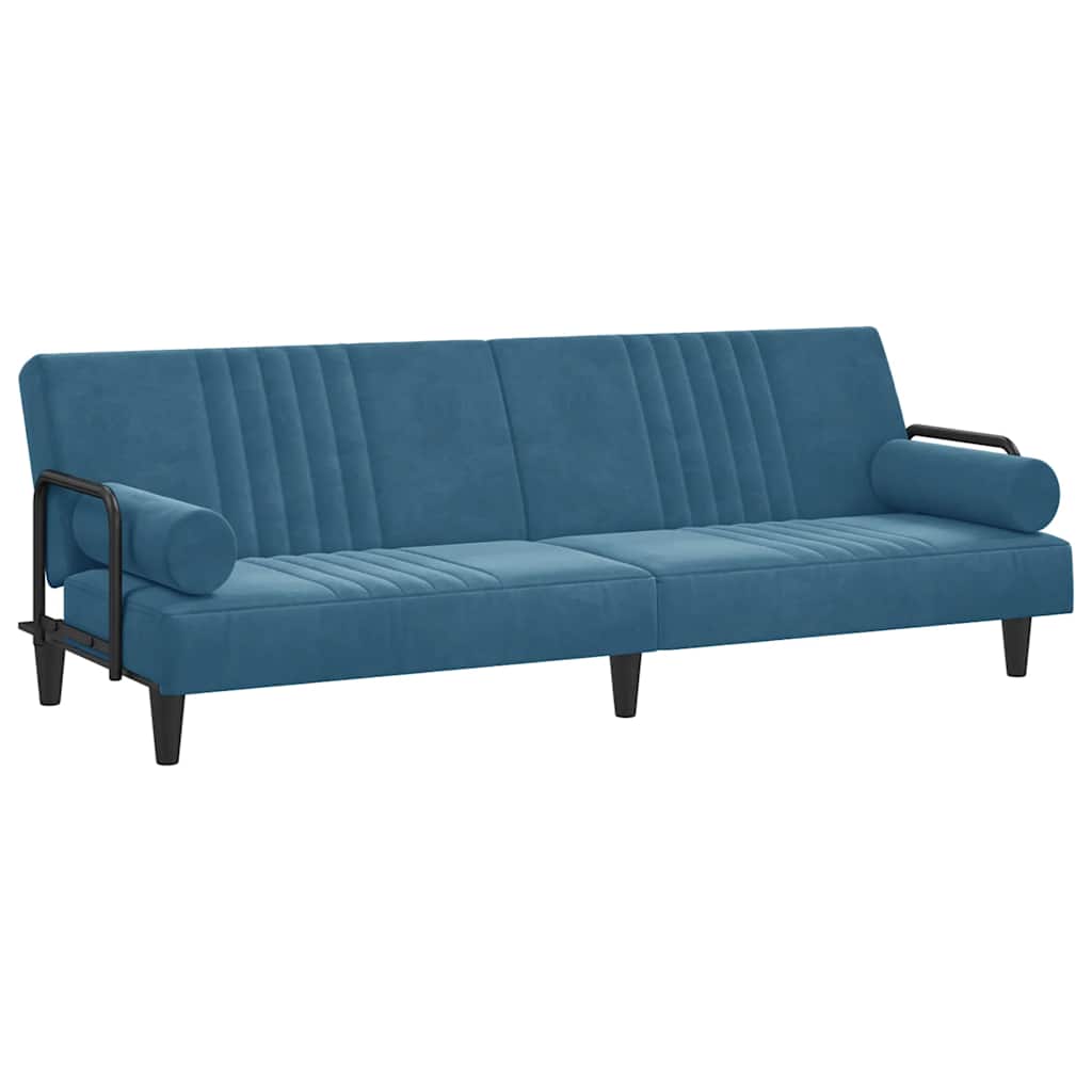 Divano Letto con Braccioli Blu in Velluto - homemem39