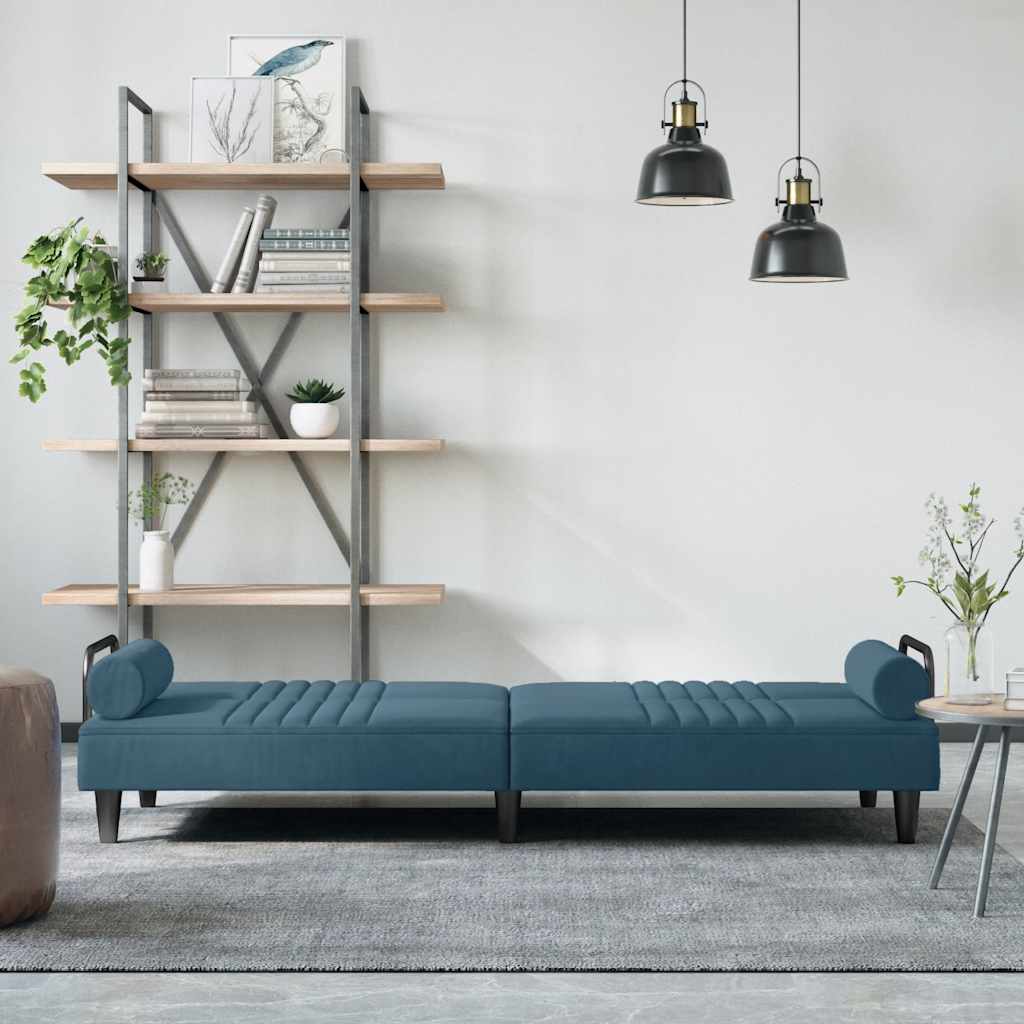 Divano Letto con Braccioli Blu in Velluto | homemem39