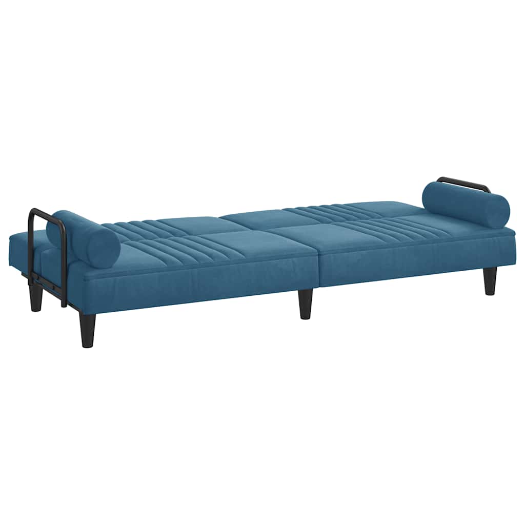 Divano Letto con Braccioli Blu in Velluto - homemem39