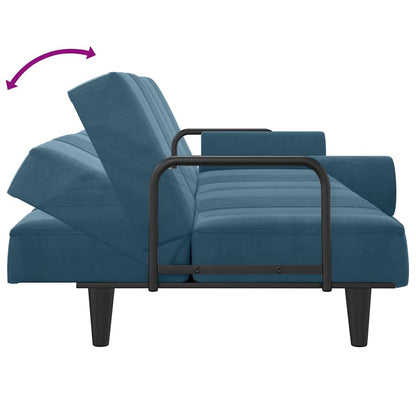 Divano Letto con Braccioli Blu in Velluto | homemem39