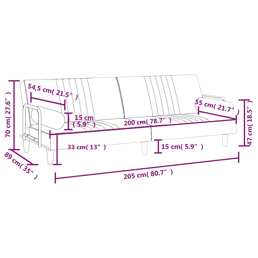 Divano Letto con Braccioli Blu in Velluto - homemem39