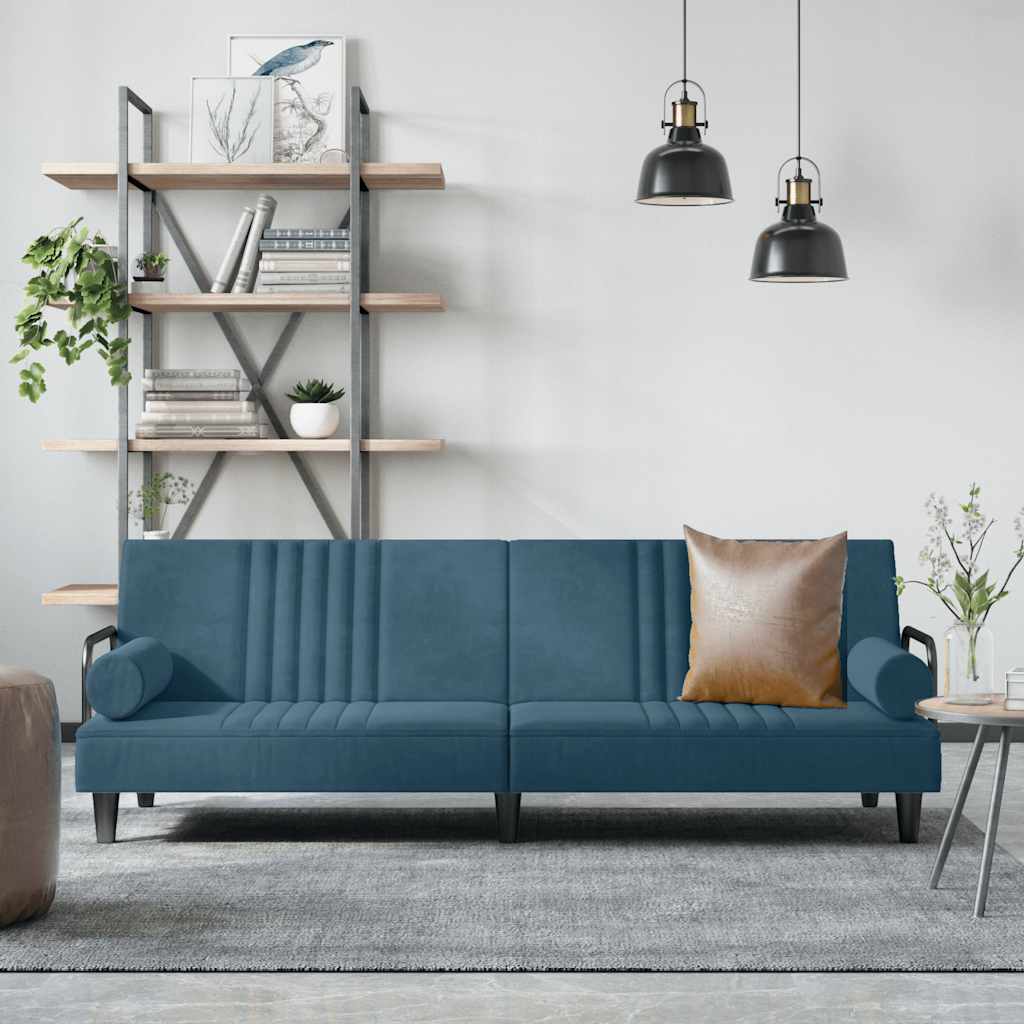 Divano Letto con Braccioli Blu in Velluto | homemem39