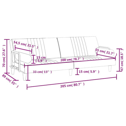 Divano Letto con Braccioli Grigio Chiaro in Velluto