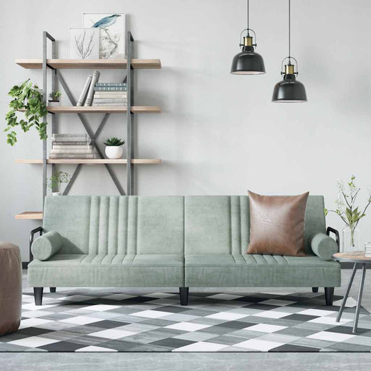 Divano Letto con Braccioli Grigio Chiaro in Velluto | homemem39