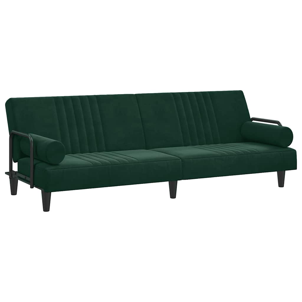 Divano Letto con Braccioli Verde Scuro in Velluto | homemem39