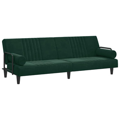 Divano Letto con Braccioli Verde Scuro in Velluto | homemem39
