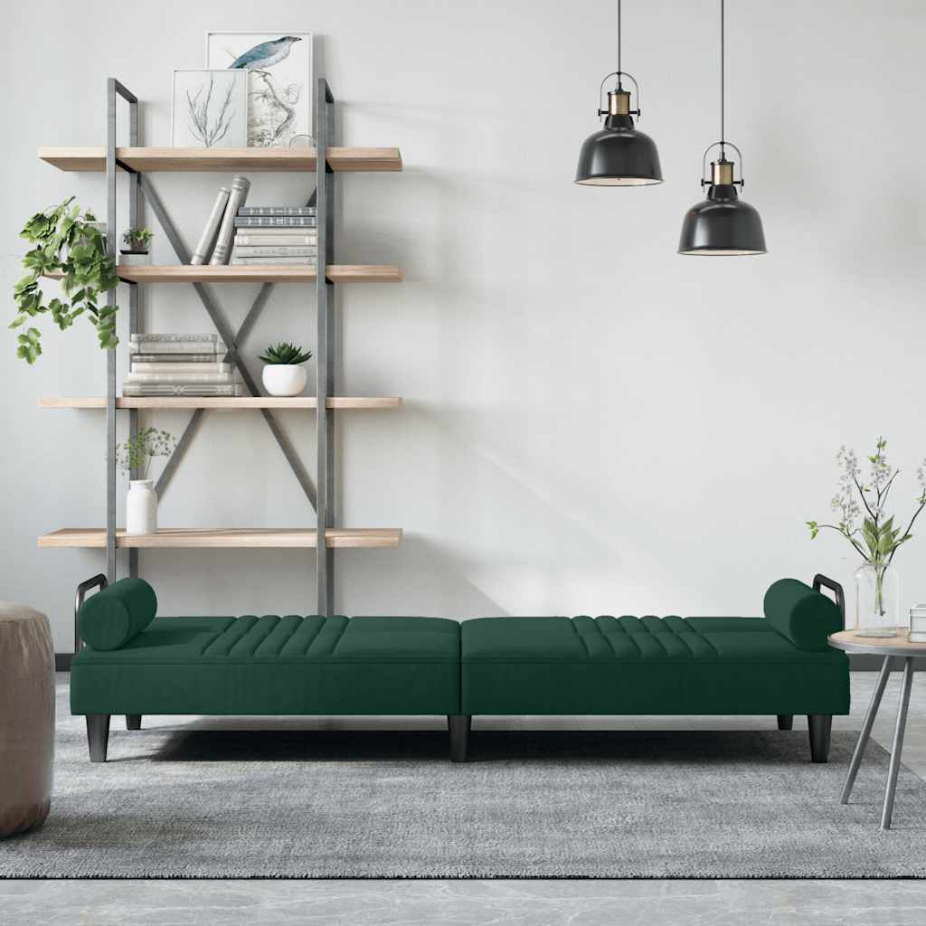 Divano Letto con Braccioli Verde Scuro in Velluto | homemem39