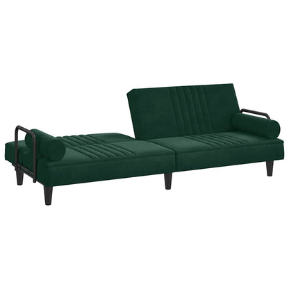 Divano Letto con Braccioli Verde Scuro in Velluto | homemem39