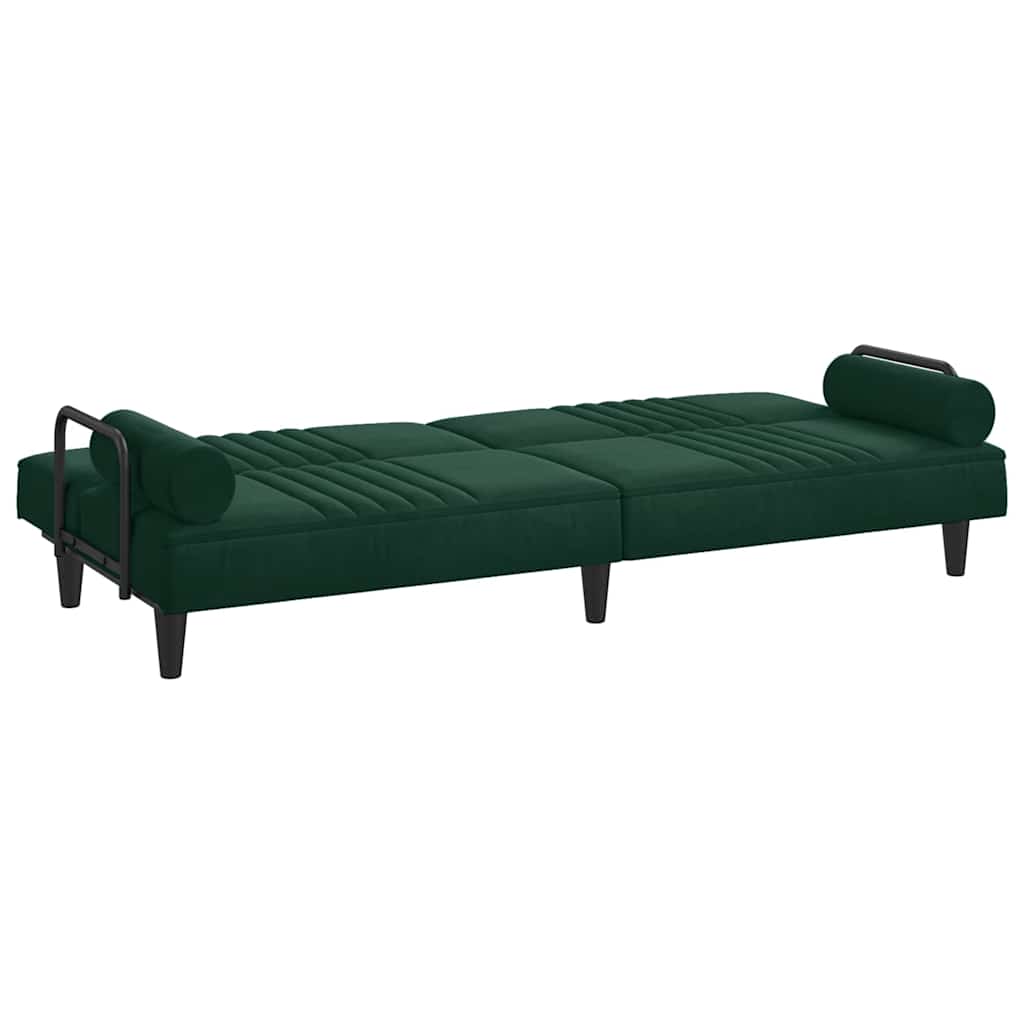Divano Letto con Braccioli Verde Scuro in Velluto | homemem39
