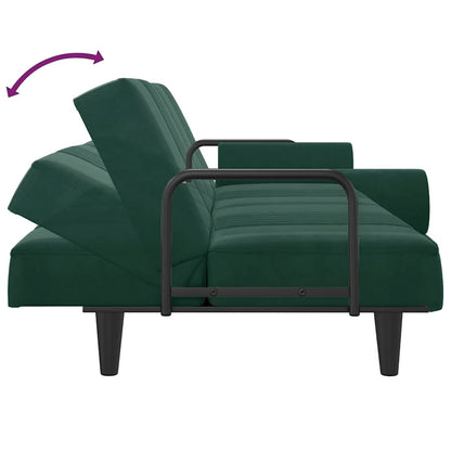 Divano Letto con Braccioli Verde Scuro in Velluto | homemem39