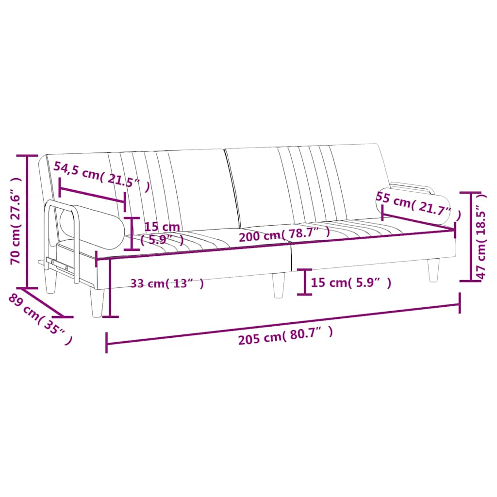 Divano Letto con Braccioli Verde Scuro in Velluto - homemem39