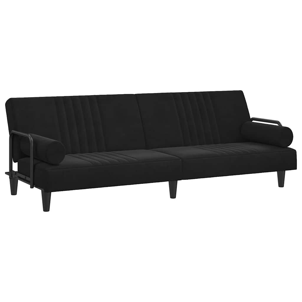 Divano Letto con Braccioli Nero in Velluto - homemem39