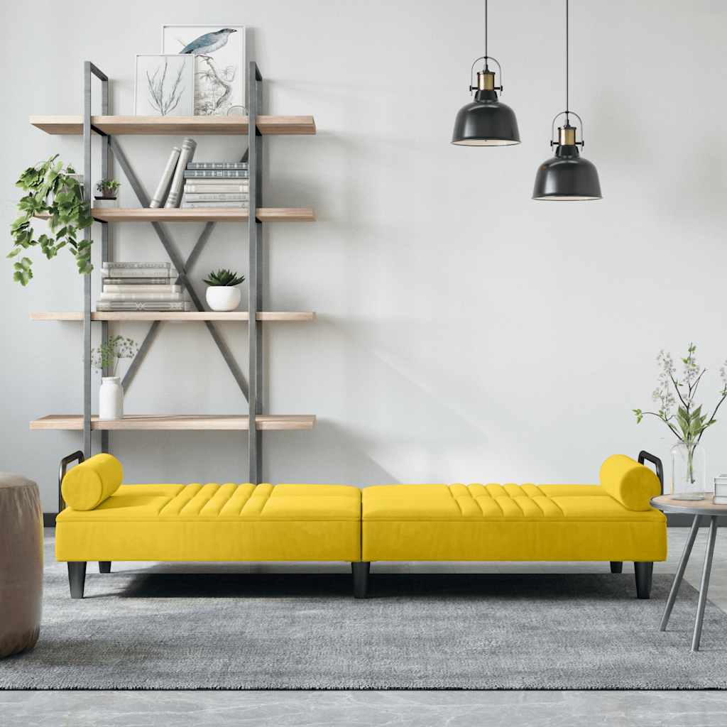 Divano Letto con Braccioli Giallo in Velluto | homemem39