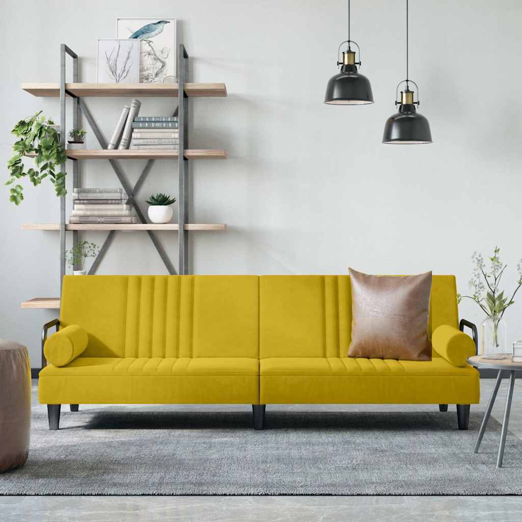 Divano Letto con Braccioli Giallo in Velluto | homemem39