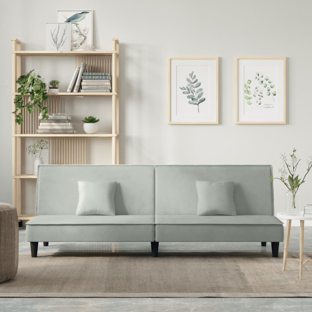 Divano Letto Grigio Chiaro in Velluto | homemem39