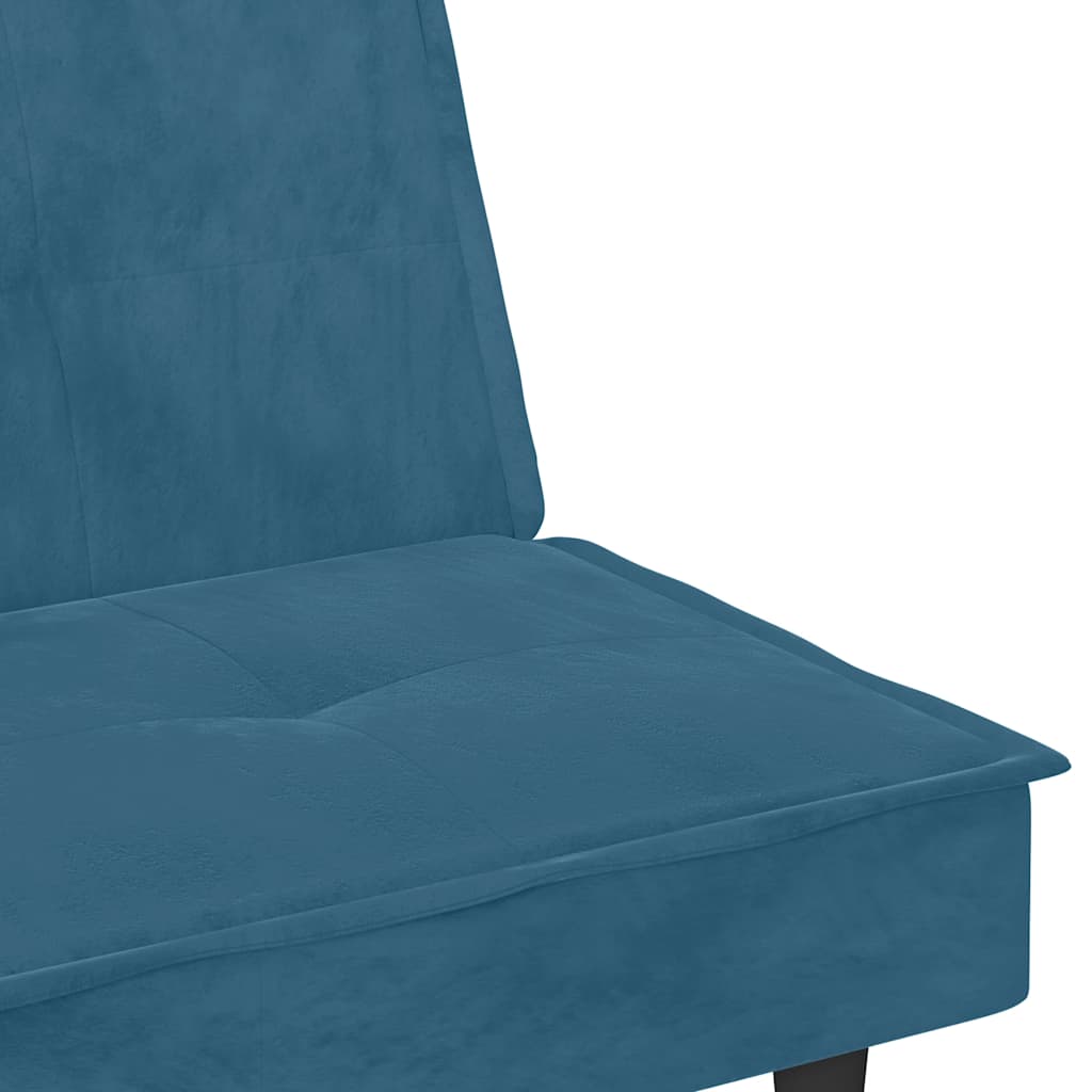 Divano Letto con Portabicchieri in Velluto Blu - homemem39