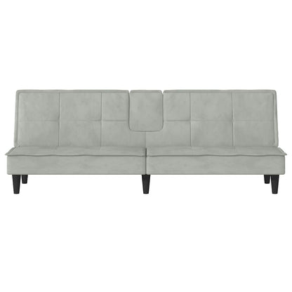 Divano Letto con Portabicchieri in Velluto Grigio Chiaro | homemem39