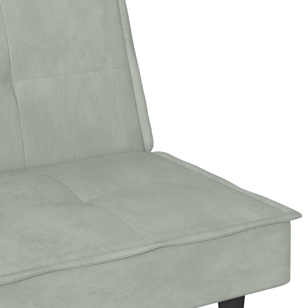 Divano Letto con Portabicchieri in Velluto Grigio Chiaro | homemem39