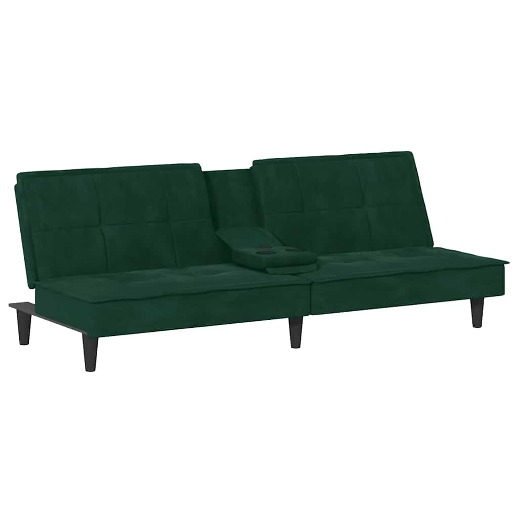 Divano Letto con Portabicchieri in Velluto Verde Scuro | homemem39