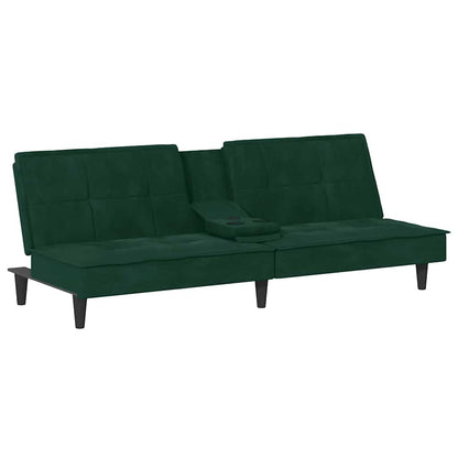 Divano Letto con Portabicchieri in Velluto Verde Scuro | homemem39