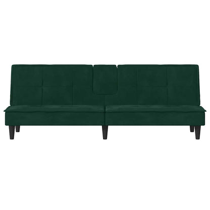 Divano Letto con Portabicchieri in Velluto Verde Scuro | homemem39