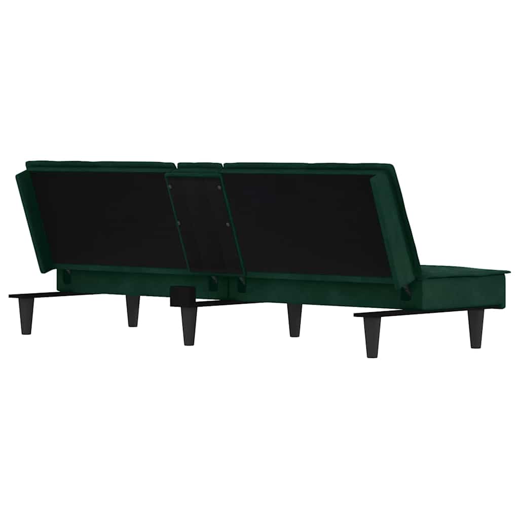 Divano Letto con Portabicchieri in Velluto Verde Scuro | homemem39