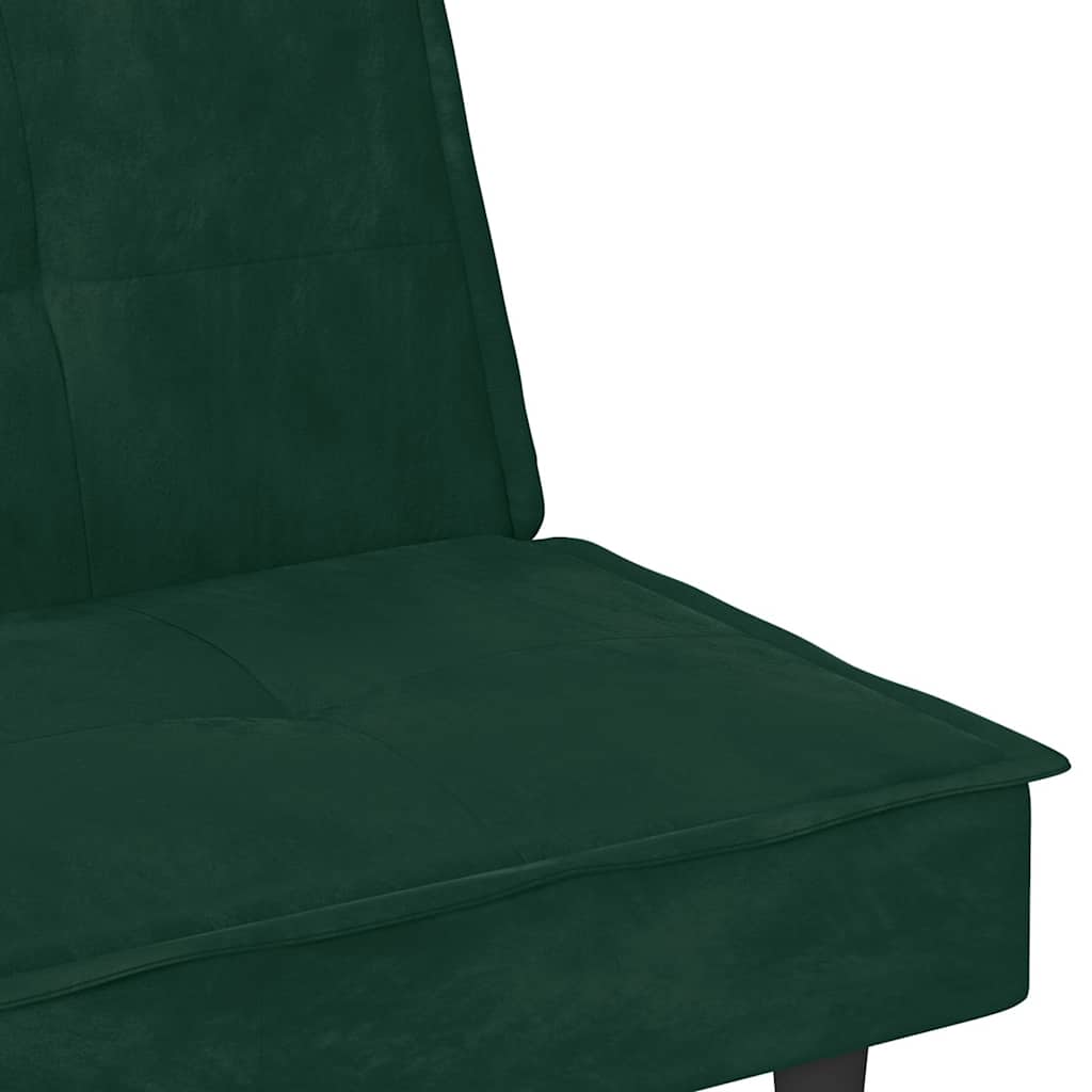 Divano Letto con Portabicchieri in Velluto Verde Scuro | homemem39
