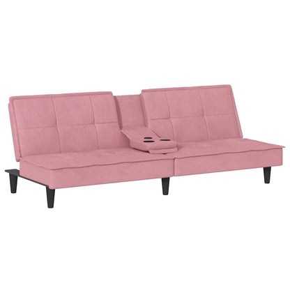 Divano Letto con Portabicchieri in Velluto Rosa | homemem39