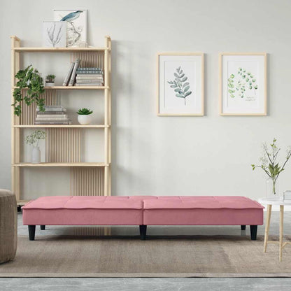 Divano Letto con Portabicchieri in Velluto Rosa - homemem39