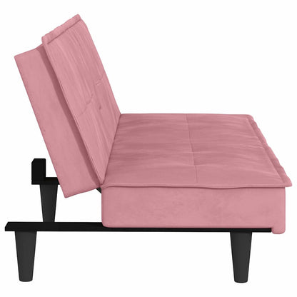 Divano Letto con Portabicchieri in Velluto Rosa | homemem39