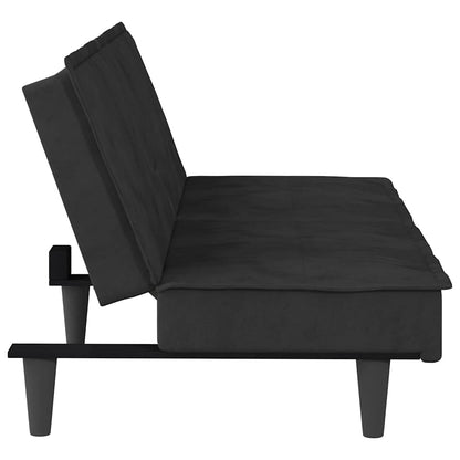 Divano Letto con Portabicchieri in Velluto Nero | homemem39