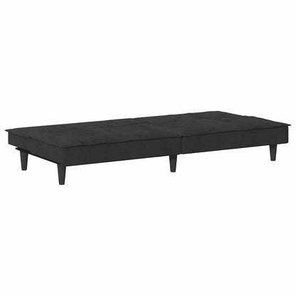 Divano Letto con Portabicchieri in Velluto Nero | homemem39