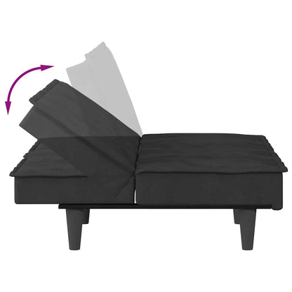 Divano Letto con Portabicchieri in Velluto Nero | homemem39
