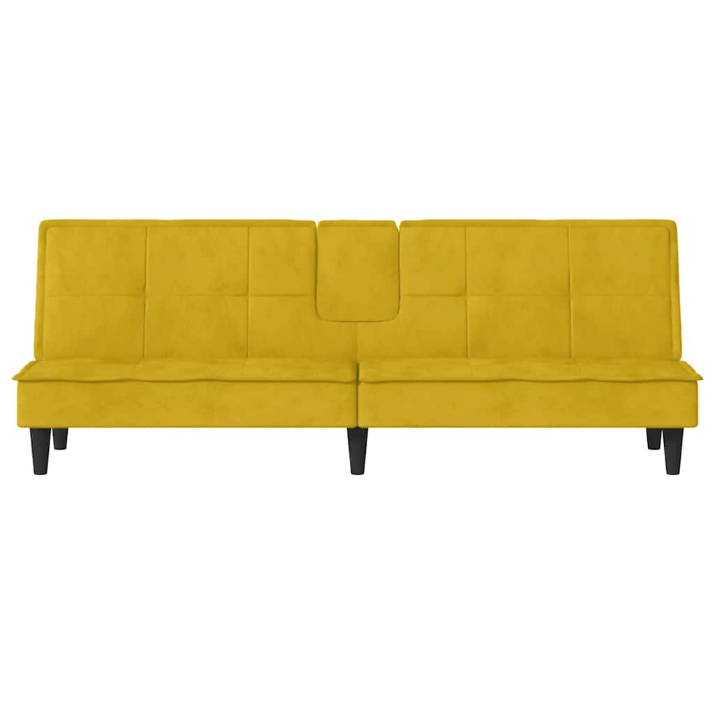 Divano Letto con Portabicchieri in Velluto Giallo | homemem39