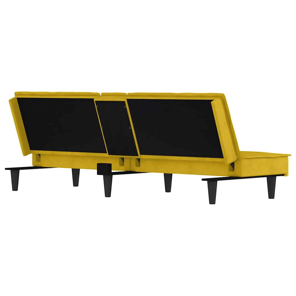Divano Letto con Portabicchieri in Velluto Giallo | homemem39