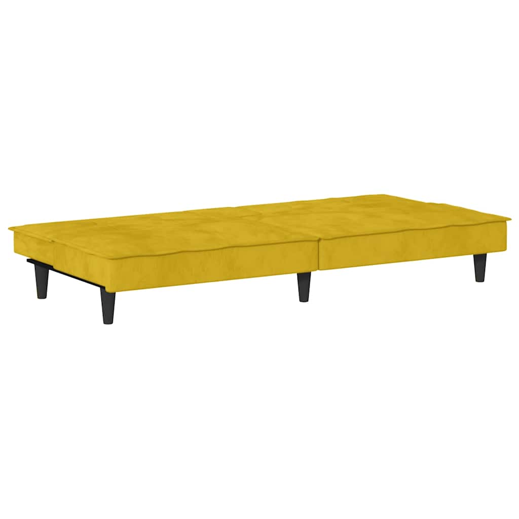 Divano Letto con Portabicchieri in Velluto Giallo | homemem39