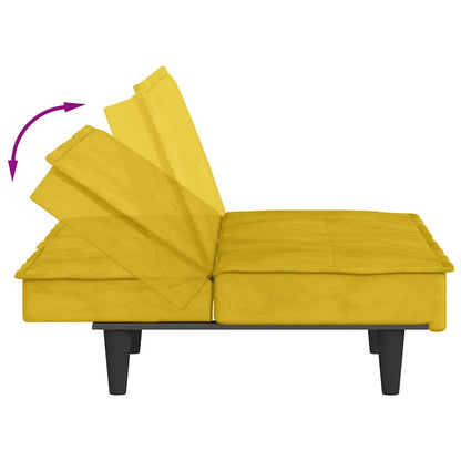 Divano Letto con Portabicchieri in Velluto Giallo | homemem39
